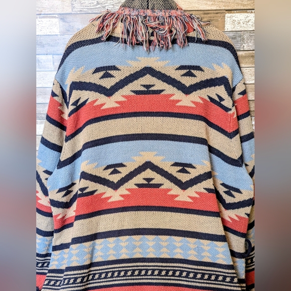 Margeaux & Ellie Aztec Fringed Cardigan Sweater - Picture 15 of 16